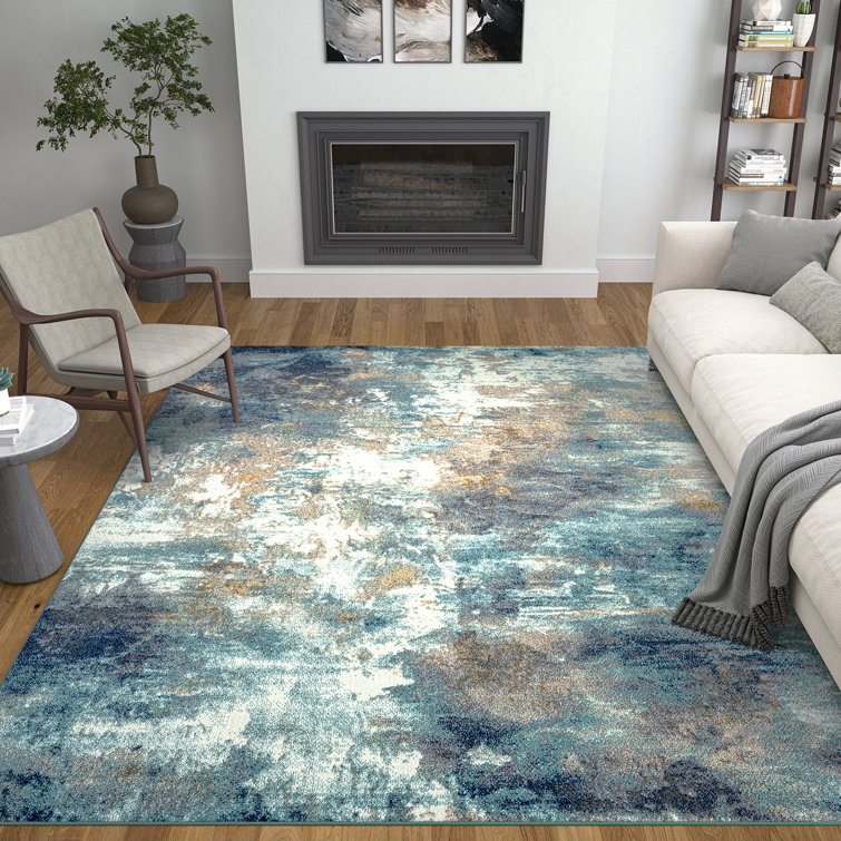 Trent Austin Design® Creasman Abstract Aqua Area Rug Wayfair